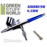 Versatile dual-action airbrush with 0.5 mm nozzle, suitable for painting and hobby applications from Green Stuff World.