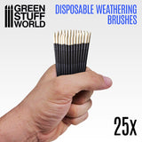 Green Stuff World 25x Disposable Weathering Brushes Green Stuff World PAINT, BRUSHES & SUPPLIES