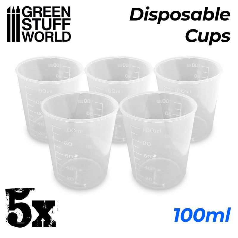 Green Stuff World 5x Disposable Measuring Cups 100ml Green Stuff World PAINT, BRUSHES & SUPPLIES