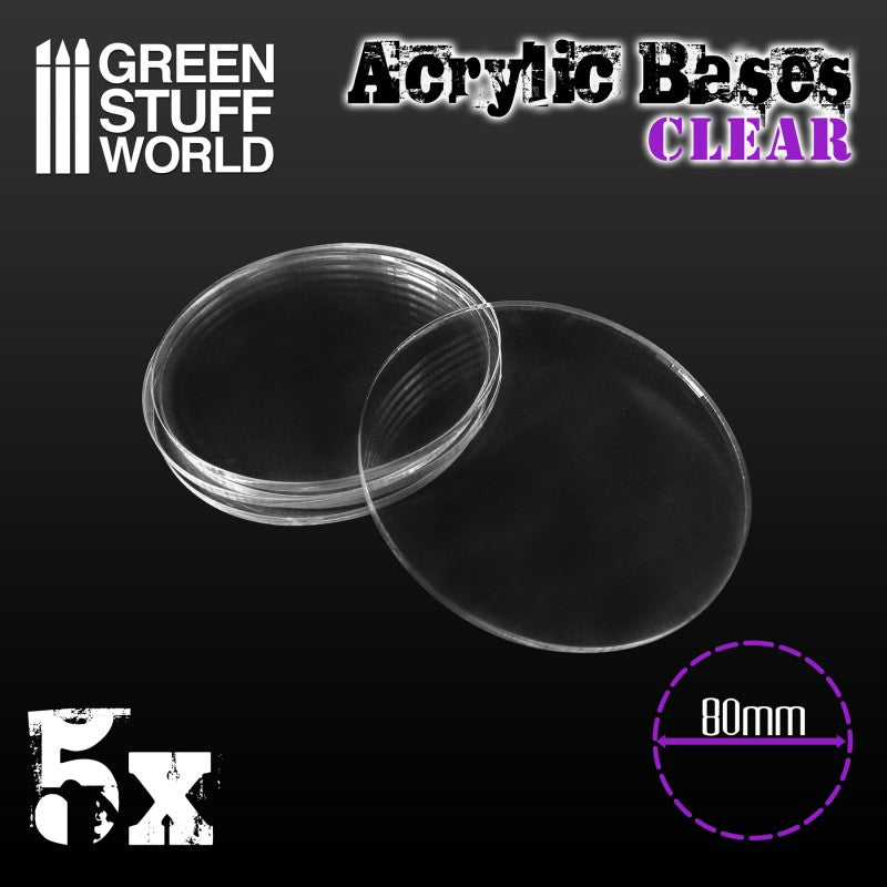 Green Stuff World Acrylic Bases - Round 80mm Clear Green Stuff World PLASTIC MODELS