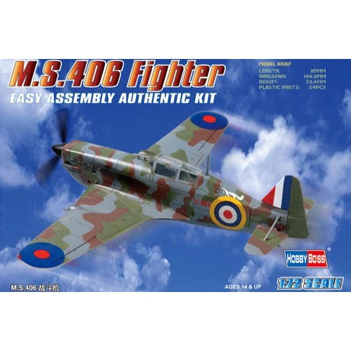 HobbyBoss 1/72 MS.406 Fighter Plastic Model Kit [80235] - Hobbytech Toys