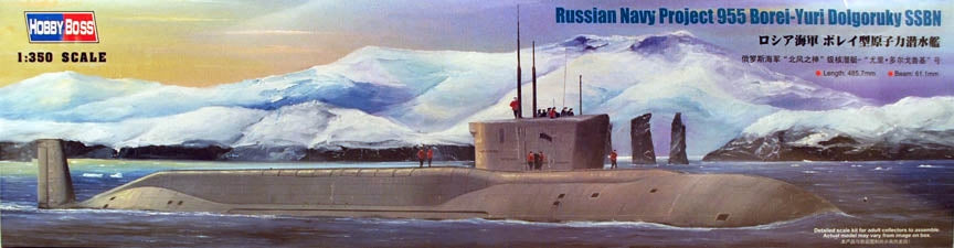 HobbyBoss 1/350 Russian Navy Project 955 Borei-Yuri Dolgoruky SSBN Plastic Model Kit [83520] - Hobbytech Toys