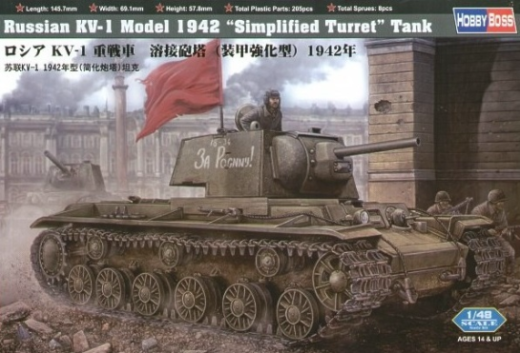 HobbyBoss 1/48 Russian KV-1 1942 Simplified Turret tank Plastic Model Kit [84812] - Hobbytech Toys