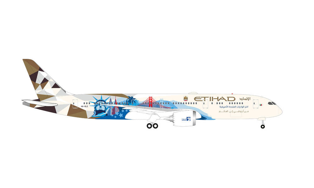 Herpa 1/500 Etihad Airways Boeing 787-9 Dreamliner Choose the USA Herpa DIE-CAST MODELS