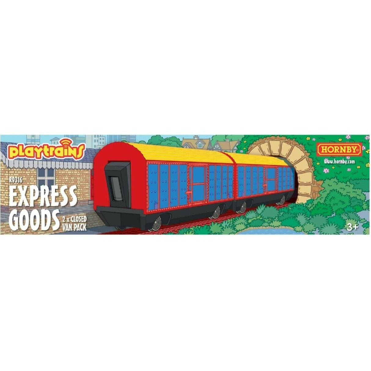 Hornby R9316 OO Scale Playtrains Express Goods Two Closed Wagon Pack* Hornby Trains - Hornby Play Trains