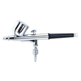Hseng HS-30 0.3mm dual-action gravity feed airbrush, a professional chrome-plated tool for precise spray painting and airbrushing.