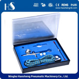 Hseng HS-30K dual-action gravity feed airbrush kit with 0.2/0.3/0.5 needle/nozzles in a protective case.