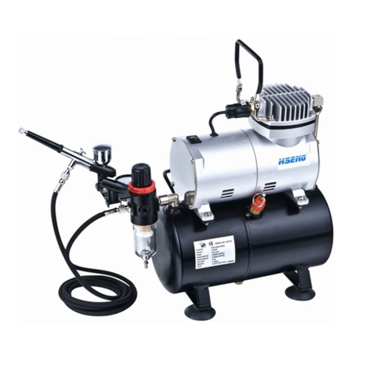 Hseng AS186K Airbrush And Tanked Compressor Starter Set Hseng AIRBRUSHES & COMPRESSORS