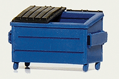 Hi-Tech Details HO Trash/Recycling Dumpster - Kit (blue) pkg(3) Hi-Tech Details TRAINS - HO/OO SCALE