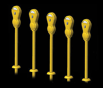 Hi-Tech Details HO Parking Meter pkg(14) - Yellow Hi-Tech Details TRAINS - HO/OO SCALE