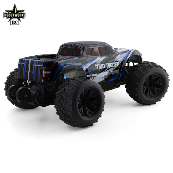 1/10 Scale Blue and Black Mud Digger V2 2WD Electric Monster Truck Ready-to-Run