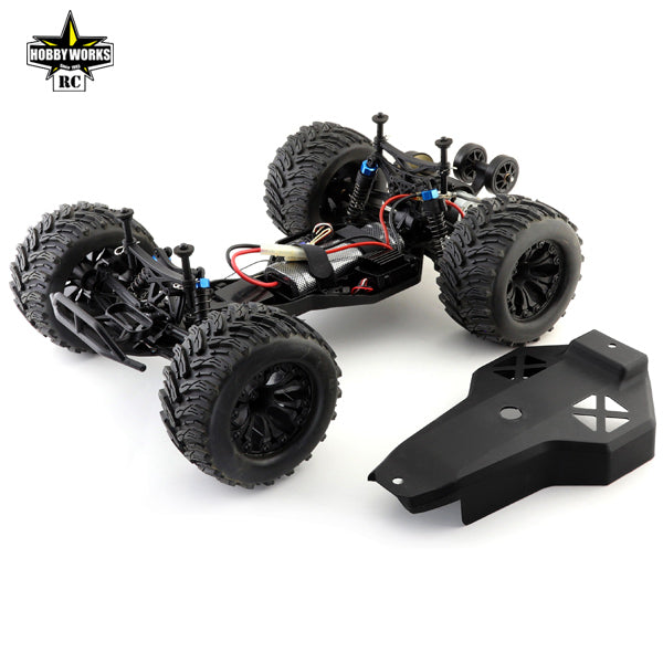 Hobby Works 1/10 Mud Digger V2 2WD Electric Monster Truck in blue, with large off-road tires and rugged chassis for outdoor adventures.