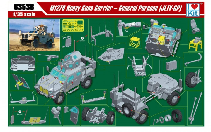 I Love Kit 1/35 M1278 Heavy Guns Carrier â€“ General Purpose (JLTV-GP) Plastic Model Kit [63536] - Hobbytech Toys