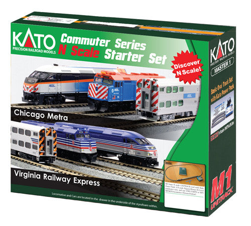 Kato 1060031 N MP36PH Commuter Train Starter Set - Metra Kato TRAINS - N SCALE