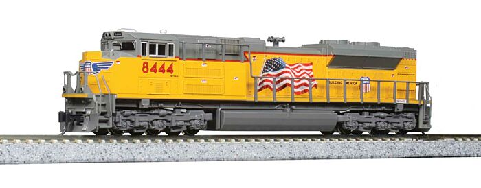 Kato N EMD SD70ACe - DCC - Union Pacific #8444 (Armour Yellow, gray; "Building America" Logo, U.S. Flag) - Hobbytech Toys