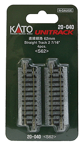 Kato Unitrack N 62mm 2-7/16in Straight (4) Kato TRAINS - N SCALE
