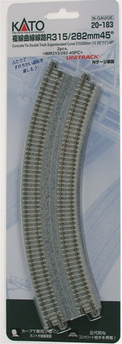 Kato N 11/12.4in 45-Degree Double Track Curve (2) Kato TRAINS - N SCALE
