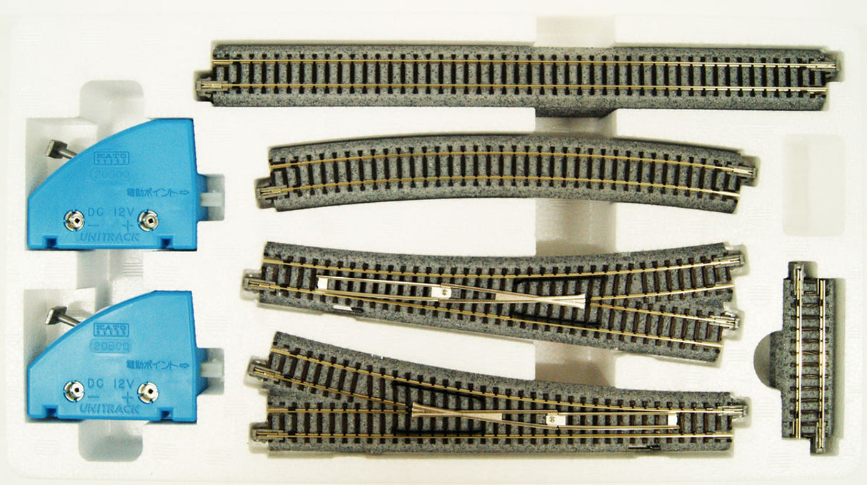 Kato N V1 Mainline Passing Siding Set - Unitrack - Includes: 2 #6 Turnouts, Switch Controllers,Connecting Track - Hobbytech Toys