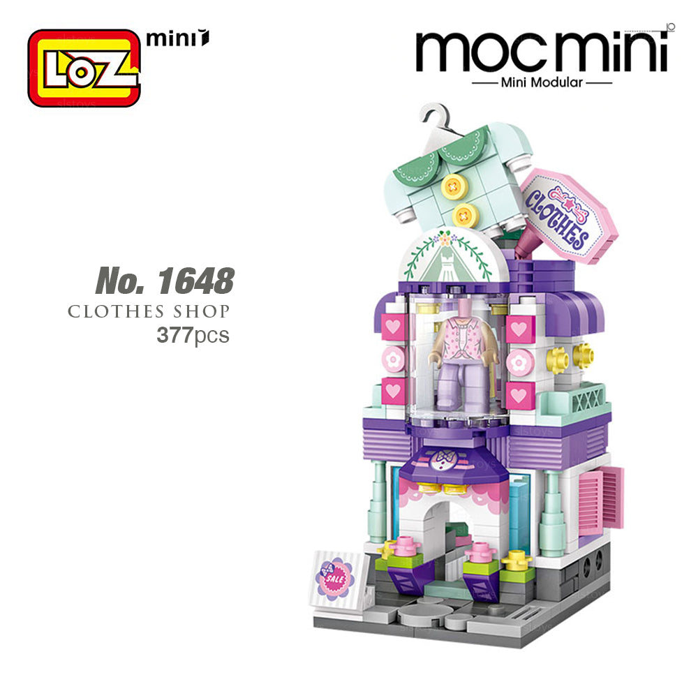 LOZ 1648 Mini Streets Clothing Shop Kit - Hobbytech Toys