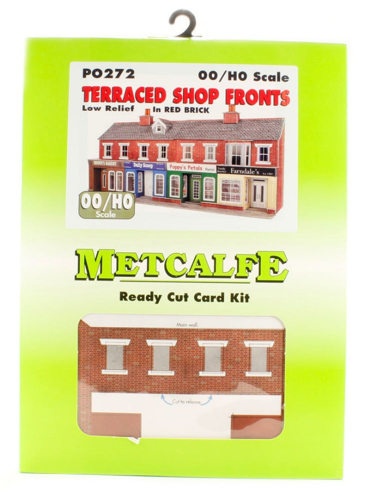 Metcalfe P0272 OO/HO Low Relief Red Brick Terraced Shop Fronts Kit Metcalfe TRAINS - HO/OO SCALE