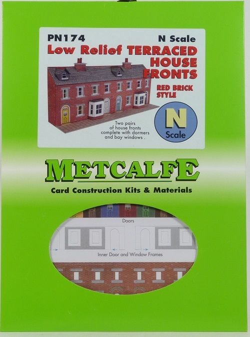 Metcalfe PN174 N Terraced House Fronts Red Brick Metcalfe TRAINS - N SCALE