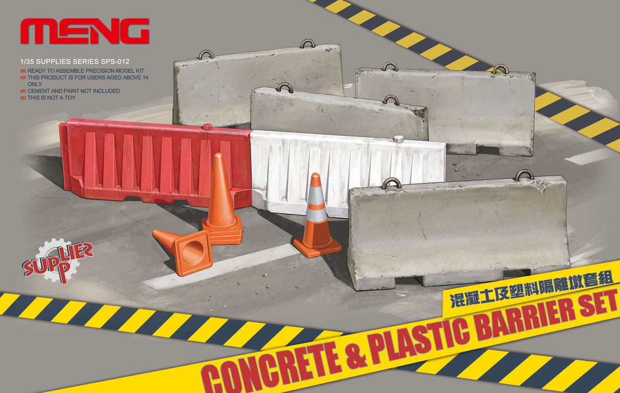 Meng 1/35 Concrete & Plastic Barrier Set Plastic Model Kit - Hobbytech Toys