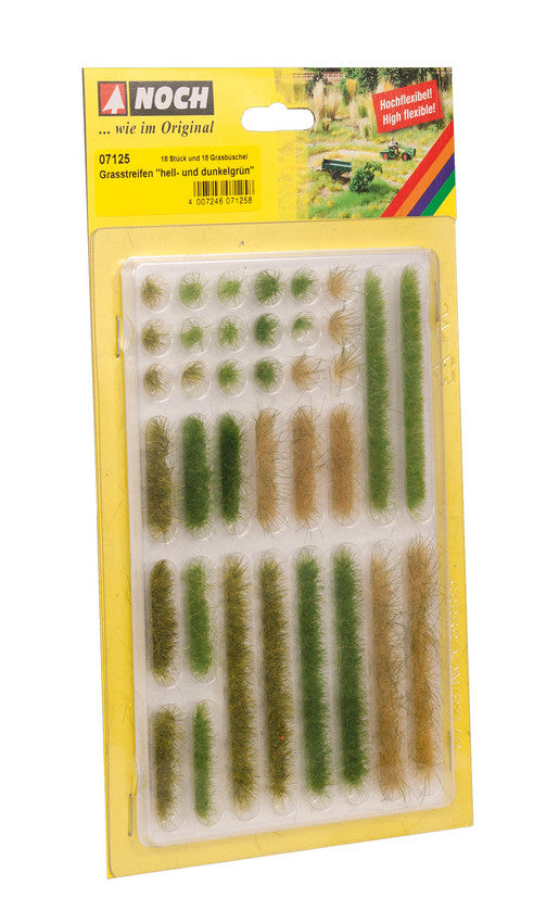 Noch 07125 Grass Strips Light and Dark Green Noch TRAINS - SCENERY