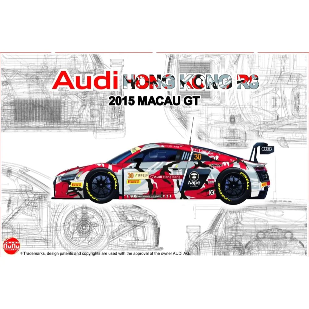 Nunu 1/24 Audi R8 LMS GT3 GP macau 2015 FIA-GT Plastic Model Kit - Hobbytech Toys