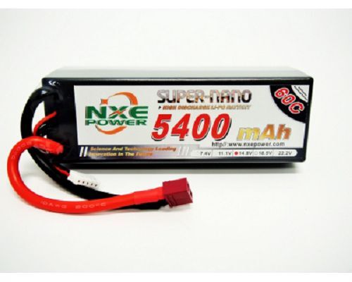 Powerful 5400mAh 14.8V 4S NXE Power LiPo battery with Deans connector for remote-controlled devices.
