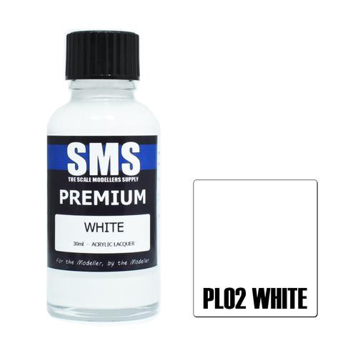 SMS PL02 Premium Acrylic Lacquer White 30ml Scale Modellers Supply PAINT, BRUSHES & SUPPLIES
