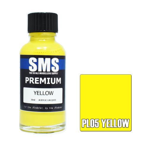 SMS PL05 Premium Acrylic Lacquer Yellow 30ml Scale Modellers Supply PAINT, BRUSHES & SUPPLIES