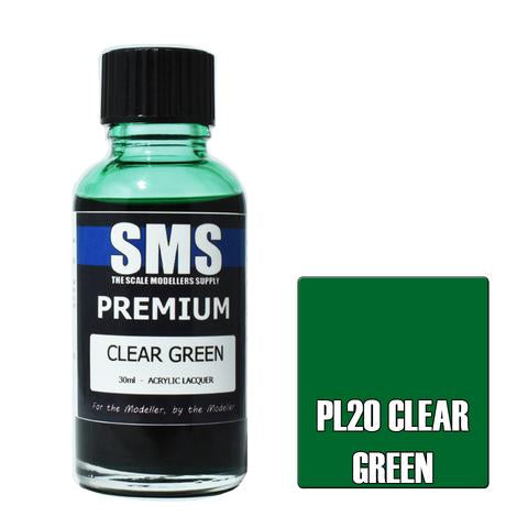SMS PL20 Premium Acrylic Lacquer Clear Green 30ml Scale Modellers Supply PAINT, BRUSHES & SUPPLIES