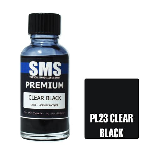 SMS PL23 Premium Acrylic Lacquer Clear Black 30ml Scale Modellers Supply PAINT, BRUSHES & SUPPLIES