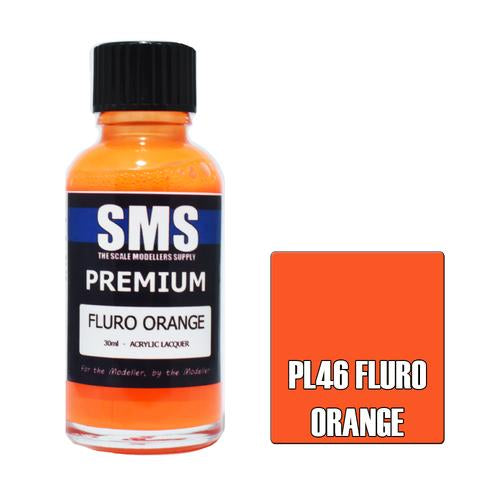 SMS PL46 Premium Acrylic Lacquer Fluro Orange 30ml Scale Modellers Supply PAINT, BRUSHES & SUPPLIES