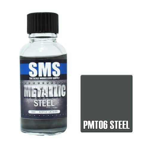 SMS PMT06 Premium Acrylic Lacquer Metallic Steel 30ml Scale Modellers Supply PAINT, BRUSHES & SUPPLIES