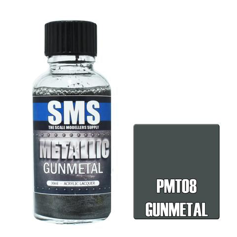 SMS PMT08 Premium Acrylic Lacquer Metallic Gunmetal 30ml Scale Modellers Supply PAINT, BRUSHES & SUPPLIES