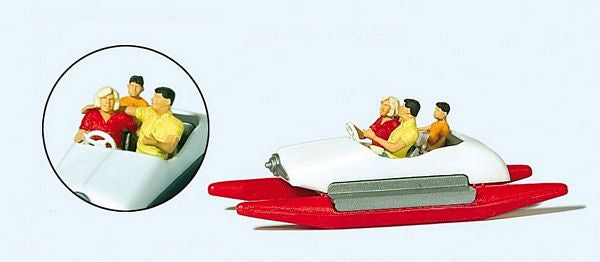 Preiser HO Pedal Boat w/Family - Set #2 (white, red) - Hobbytech Toys