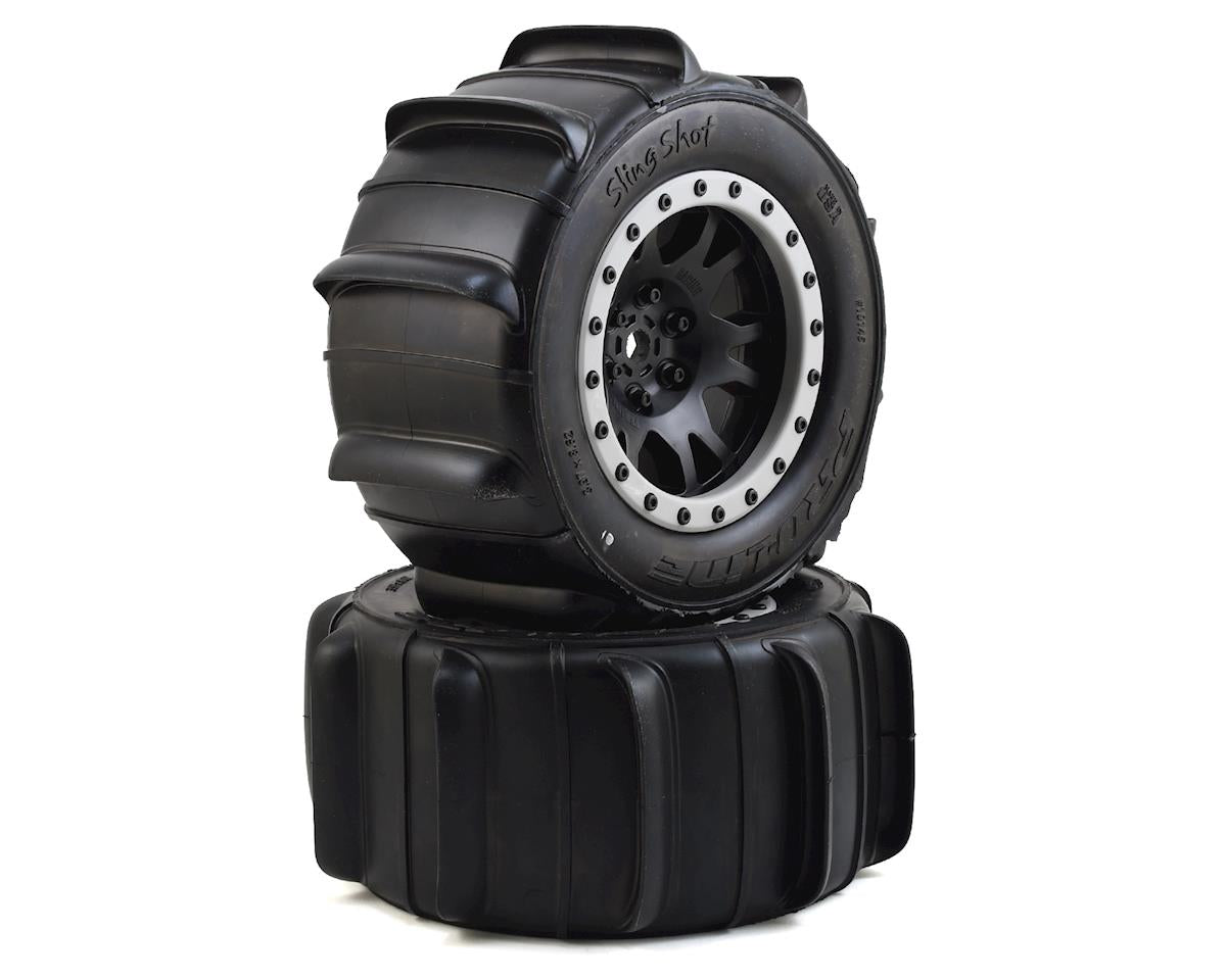 Proline Fr/R Sling Shot 4.3, X-Maxx Tyres Mounted on Impulse Black / Grey Wheels, PR10146-13 - Hobbytech Toys