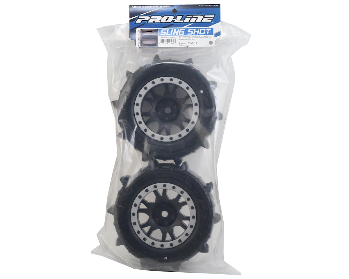 Proline Fr/R Sling Shot 4.3, X-Maxx Tyres Mounted on Impulse Black / Grey Wheels, PR10146-13 - Hobbytech Toys