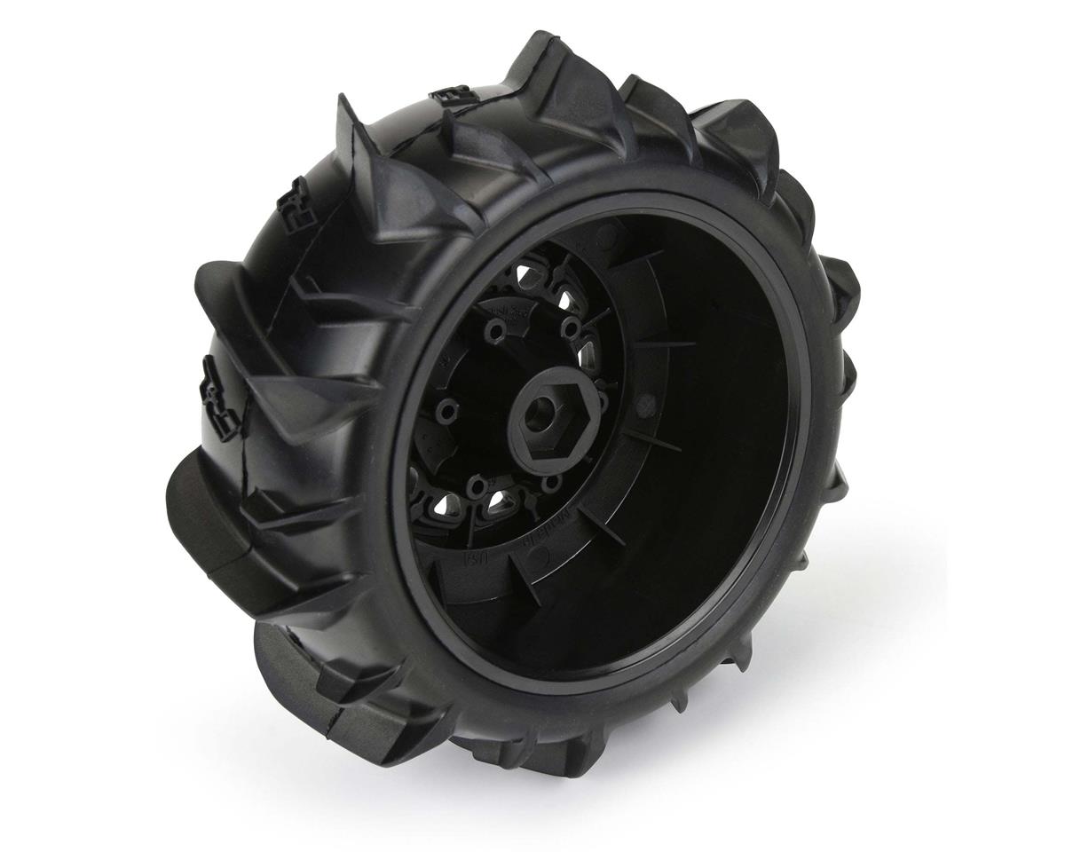 Proline Dumont Paddle SC 2.2in/3.0in Tyres Mounted on Raid Black Wheels, F/R, PR10185-10 - Hobbytech Toys