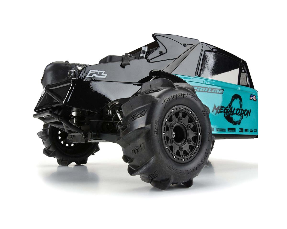 Proline Dumont Paddle SC 2.2in/3.0in Tyres Mounted on Raid Black Wheels, F/R, PR10185-10 - Hobbytech Toys