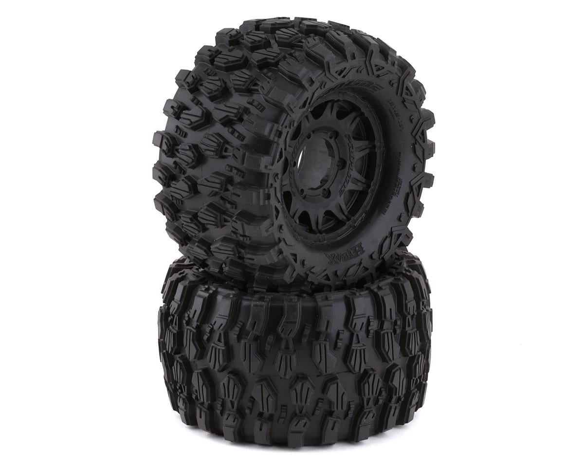 Proline Hyrax 2.8in Tyres Tyres Mounted on Black 6x30 Wheels, Stampede, F/R, PR10190-10 - Hobbytech Toys