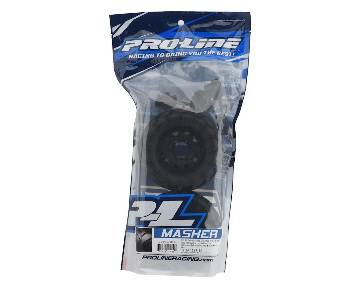 Proline Masher 2.8in Tyres Mounted on Raid Black 6x30 Wheels, F/R, PR1192-10 - Hobbytech Toys