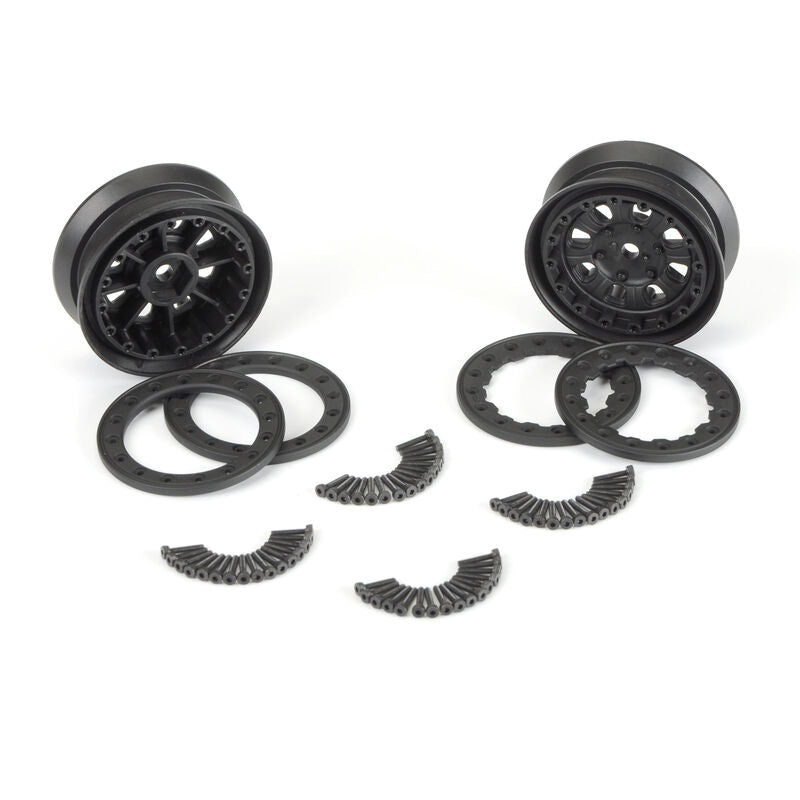 Proline Denali 1.9 Black Bead-Lock 8 Spoke Wheels, Crawler, PR2747-15 - Hobbytech Toys