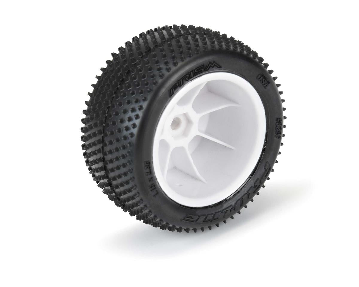 Proline Prism Carpet Tyres Mounted on White Wheels, Mini-B Rear, PR8297-13 - Hobbytech Toys