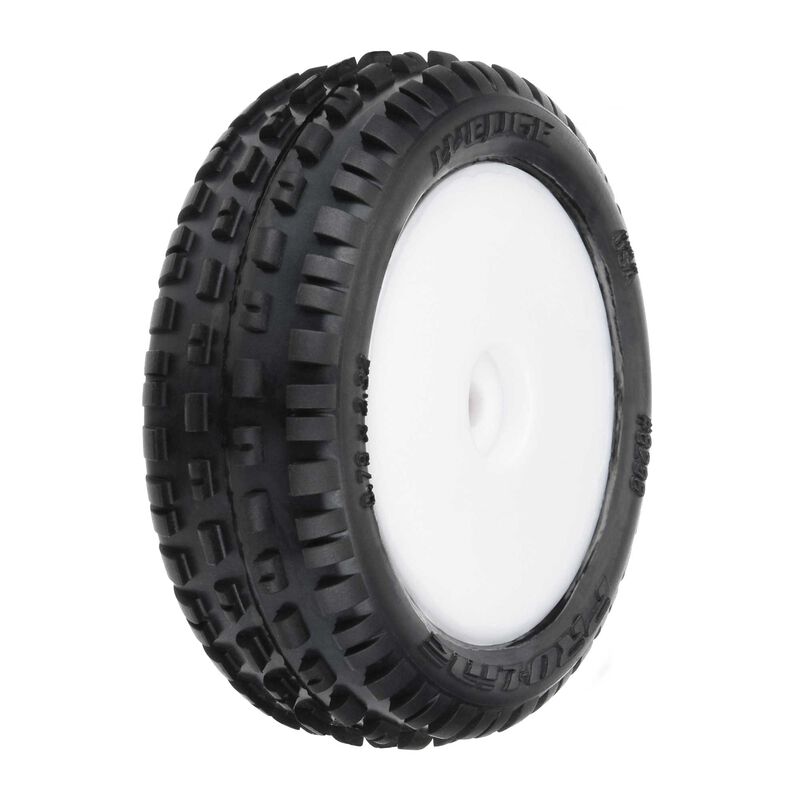 Proline Wedge Carpet Tyres Mounted on White Wheels, Mini-B Front, PR8298-13 - Hobbytech Toys