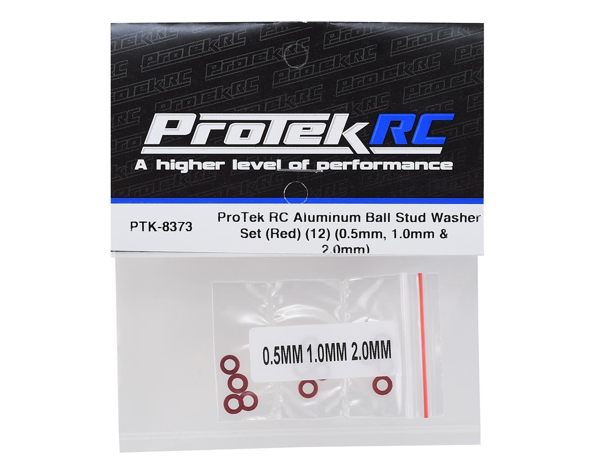 ProTek RC Aluminum Ball Stud Washer Set (Red) (12) (0.5mm, 1.0mm & 2.0mm) - Hobbytech Toys