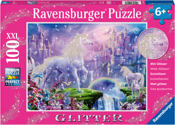Ravensburger 12907-2 Unicorn Kingdom Puzzle Glitter 100pc - Hobbytech Toys