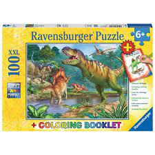 Ravensburger World of Dinosaurs 100pc Puzzle and Colouring Book - Hobbytech Toys