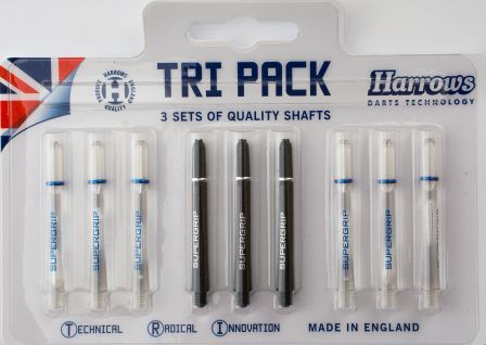 Harrows Supergrip Shafts Clear/Black Tri Pack Medium (9) Regent Sporting Goods TOY SECTION